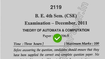 2011 Mdu BTech CSE 4th Sem Theory of Automata  Computational Question Paper