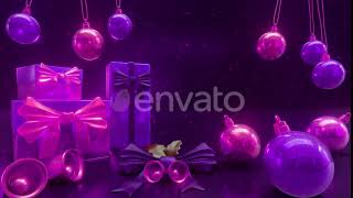 Christmas Purple Decorations Glitter Background 3D | Motion Graphics - Envato elements