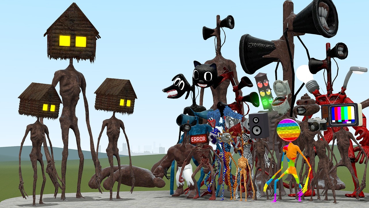 NEW SIREN HOUSE HEAD VS ALL SIREN HEADS TEAM in Garry's Mod