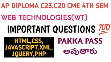 AP DIPLOMA C23 CME 4TH SEM WEB TECHNOLOGIES IMPORTANT QUESTIONS|