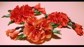 Fabric flowers how to make:Fluffy Tagetes/tutorial/Цветы из ткани: пушистые бархатцы/МК