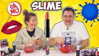 SLIME derritiendo PINTALABIOS | Mixing 100 lipsticks into clear slime | So satisfying