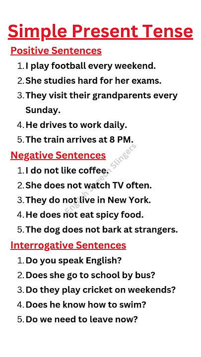 Simple Present Tense | Positive, Negative, Question Forms | Present Tense | Tenses | Sentences