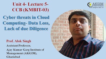 Unit 4- Lecture 5- Cyber threats in Cloud Computing- Data Loss, Lack of due Diligence