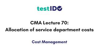 Overhead Costs 4: Allocation of service department costs