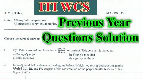 ITI WCS Previous Year Question Solution | ITI Workshop Calculation and Science Question Paper