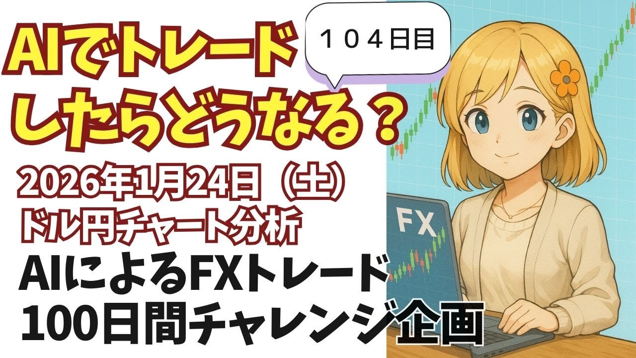 【１０４日目】ChatGPTを使ったFXトレード100日間チャレンジ企画／AI億トレーダーへの道＾＾笑（※2026年1月24日（土）ドル円チャート分析）