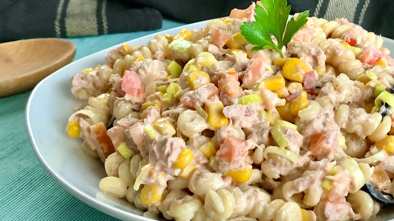 Ensalada de Pasta fria con Atún. VIDEOS PASO A PASO