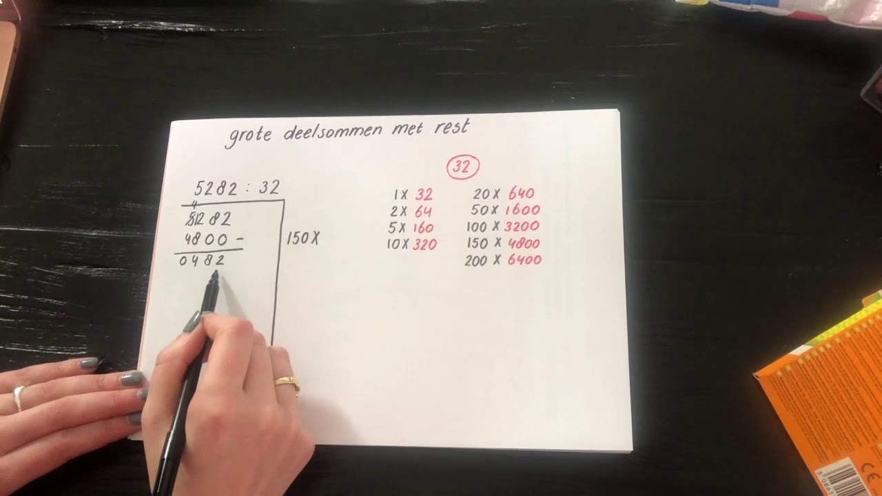 Grote deelsommen met rest (rekenen week 22 les 3) - YouTube