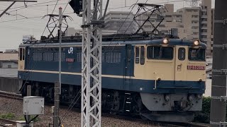 【臨時貨物運転に伴う牽引機返却回送（東京タ→新鶴見）】国鉄EF65形2083号機が単機で尻手駅に到着停車するシーン（単8071レ・鶴臨A2956・コンテナ輸送）2025.4.25〜ジョイント音最高！〜