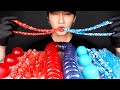 ASMR RED FOOD VS BLUE FOOD, GIANT GUMMY WORM, NERDS ROPE, PLANET GUMMY, ROCK CANDY, GUMMY BALLS 먹방