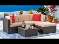 Vongrasig 5-Piece Patio Furniture Set – Luxury All-Weather PE Rattan Outdoor Sofa with Ottoman 
