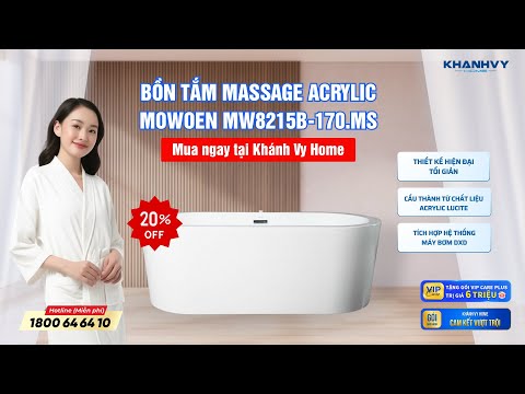 BỒN TẮM MASSAGE ACRYLIC MOWOEN MW8215B-170.MS – TRẢI NGHIỆM SPA NGAY TẠI NHÀ I Khánh Vy Home