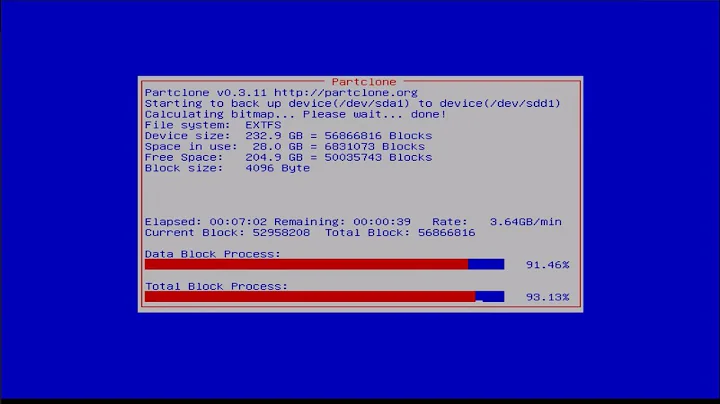 Clonezilla - partition and disc cloning