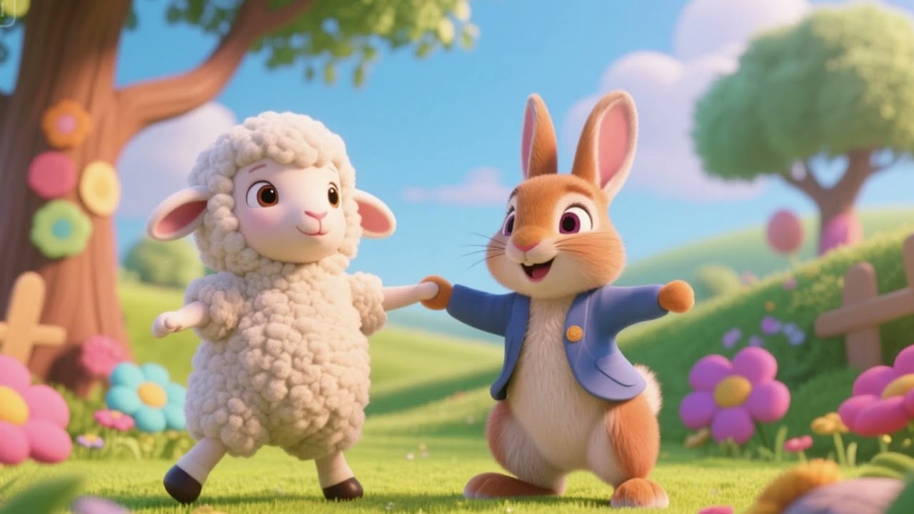"Little Lamb & Peter Rabbit Dancing 2! 🎶🕺 More Moves, More Fun!"