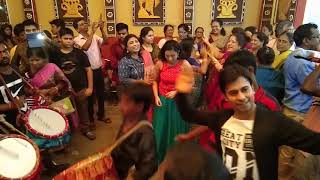 AMAZING DANCE OF A BENGALI GIRL WITH DHAK BEAT ON DURGA PUJA FESTIVAL AT KOLKATA,WEST BENGAL,INDIA