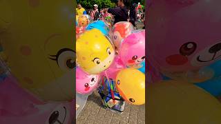 pilih balon kucing orange dan panda biru lucu