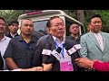 Former cm and sdf president pawan chamling speaks with media after casting his vote in namchi