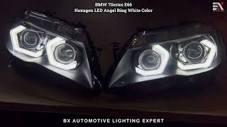 BMW 7Series E66 🚗 | Headlamp Retrofit with Hexagon Angel Eyes #White