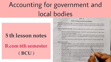 Accounting for government and local bodies | ACG | 5th lesson notes| 6th sem b.com
