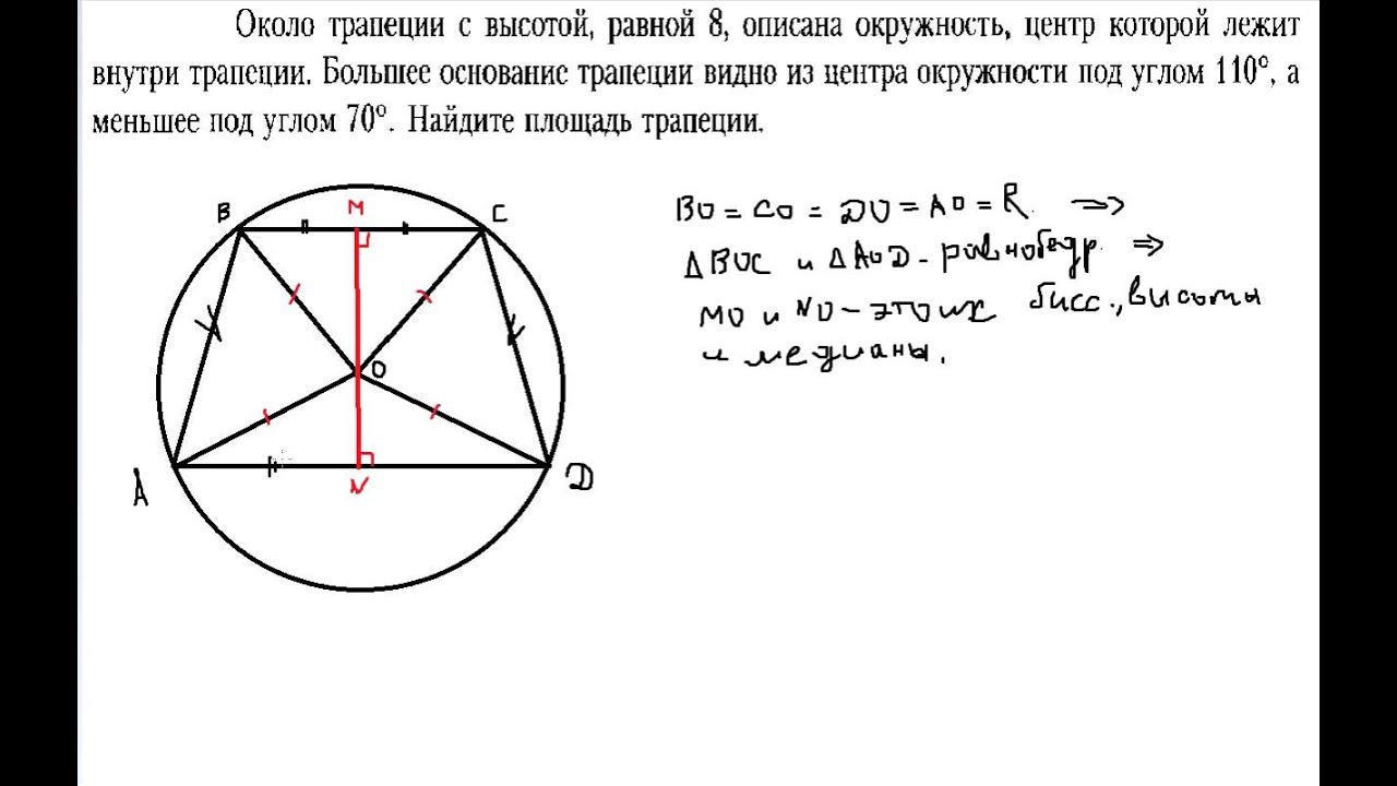 Трапеция и описанная окружность