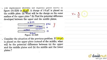 Consider the situation of the previous . If `1.0muC ` is placed on the upper plate instead of th...