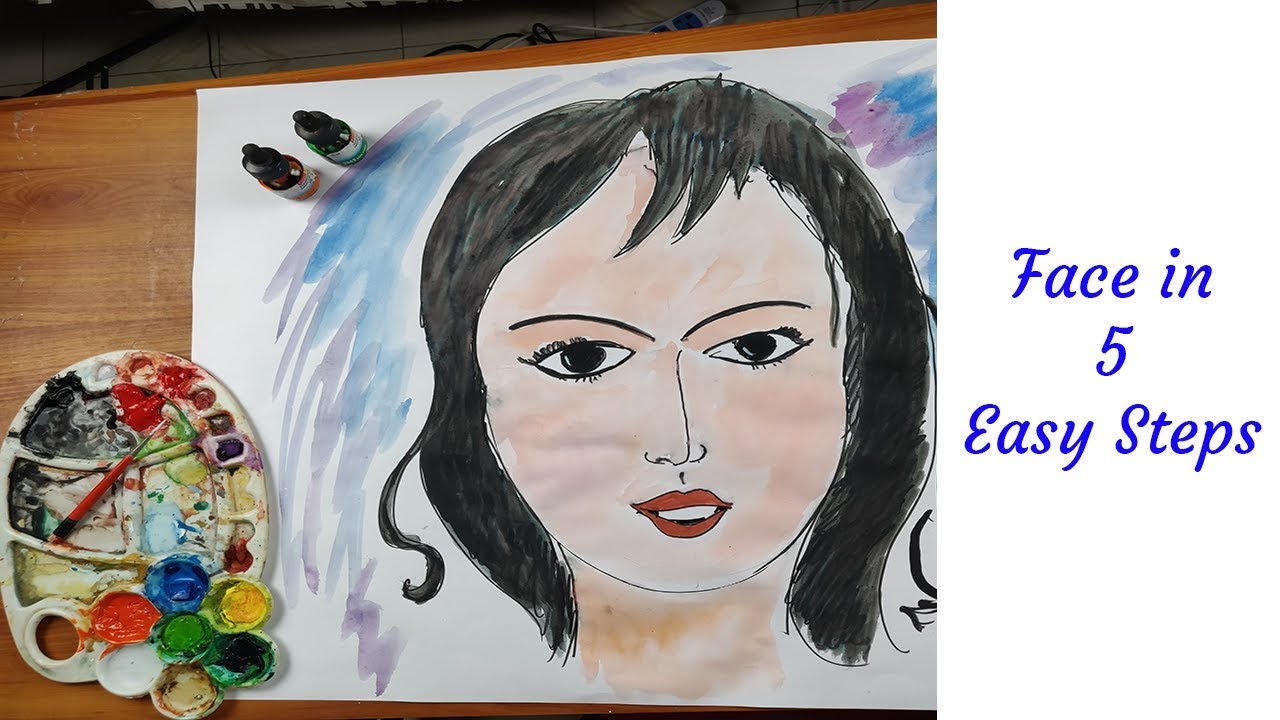 how to draw a simple girl face front profile in 5 easy steps