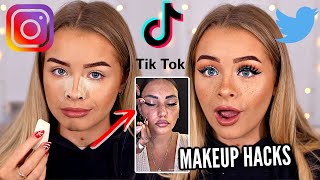 TESTING MAKEUP HACKS FROM SOCIAL MEDIA.. TIKTOK, INSTAGRAM, TWITTER, SNAPCHAT