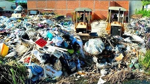 BEST Next Step!! Delete Garbage Dump Huge Size By Skill Dozer D31p Clear, Pushing Trash Into​ Water