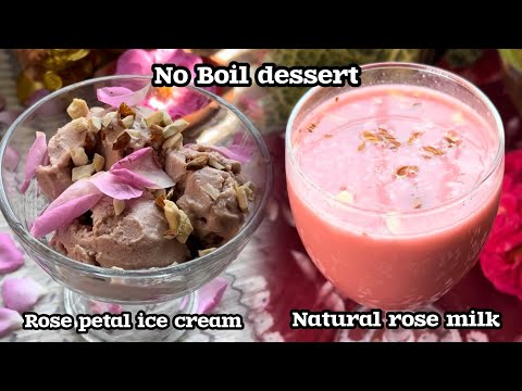 No boil dessert- Natural rosemilk🥤Rose petal ice cream🍨| அடுப்பில்லா சமையல் - ரோஸ்மில்க் ஐஸ்க்ரீம்