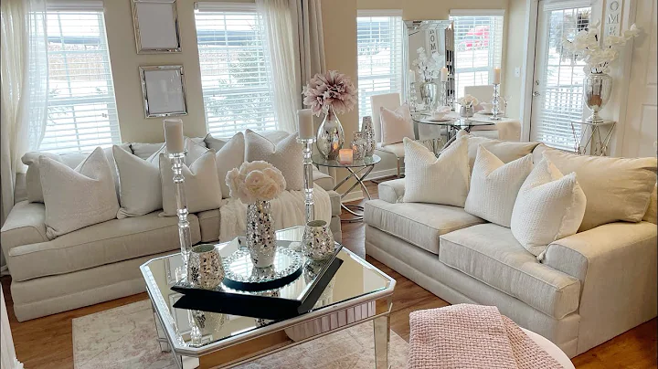 STUNNING GLAM LIVING ROOM TOUR! NEW FURNITURE! Blu...