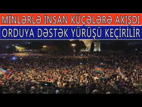 Minlerle insan Bakida orduya destek mitinqi kecirir: Sehidler olmez, veten bolunmez yurusu