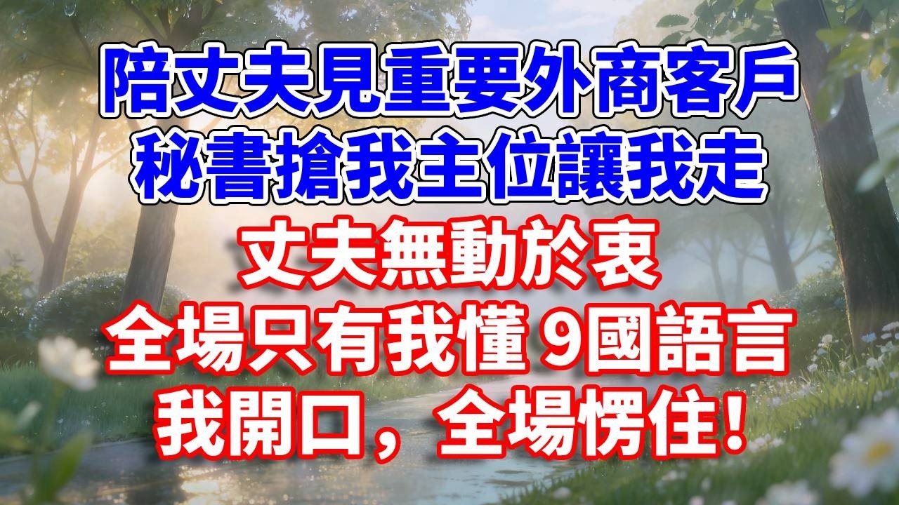 陪丈夫見重要外商客戶，秘書搶我主位讓我走，丈夫無動於衷。全場只有我懂9國語言，我開口，全場愣住了！#完結 #情感故事 #一口氣看完 #為人處世