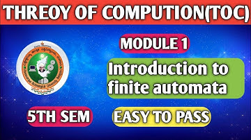 BCS503|THEORY OF COMPUTATION (TOC)| TOC 5TH TOPICS|VTU 5TH SEM TOC|INTRODUCTION TO FINITE AUTOMATA 