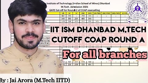 IIT ISM  Dhanbad M.Tech cutoff COAP ROUND A Final |  For all Branches | Released on 6th July 2021 |