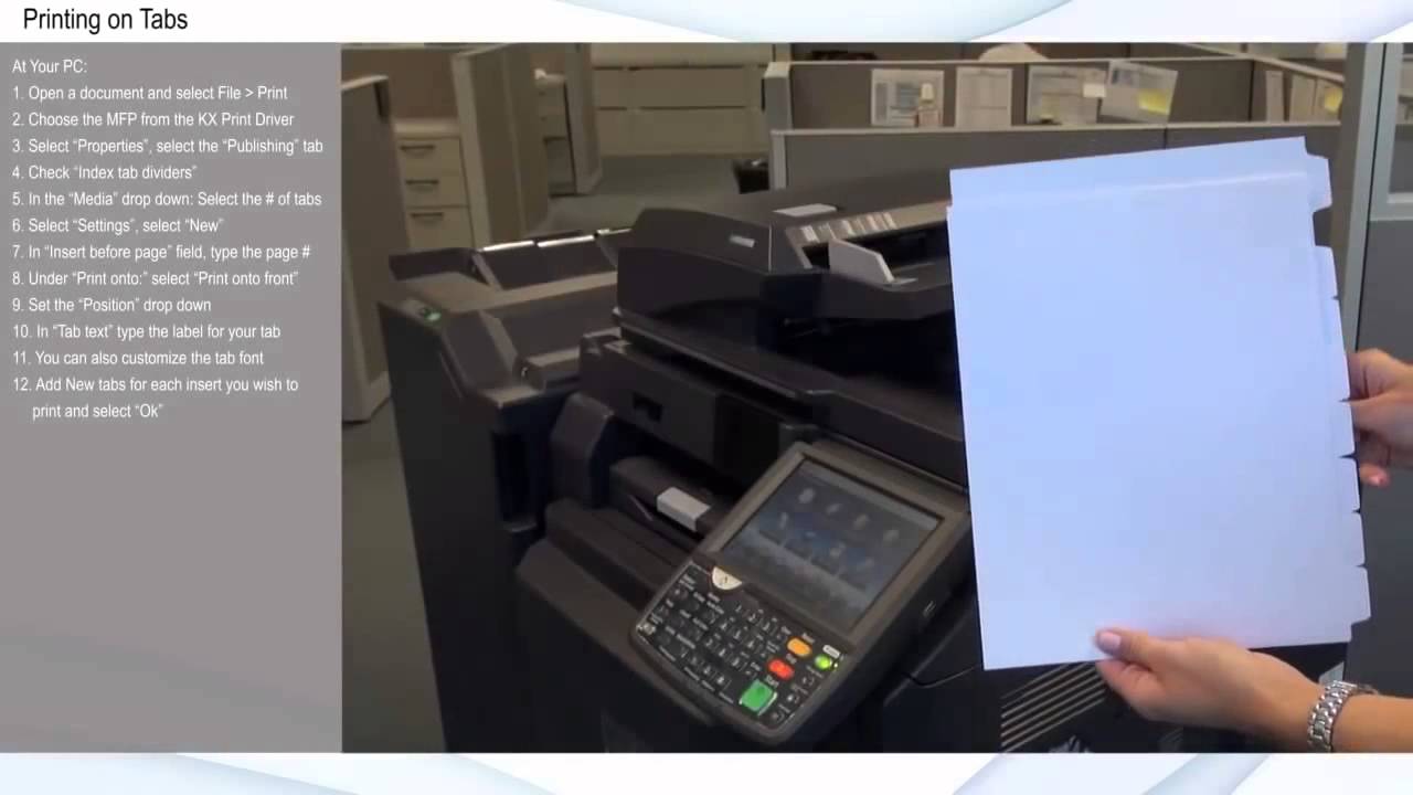 Kyocera's Simple TAB PRINTING How To - YouTube