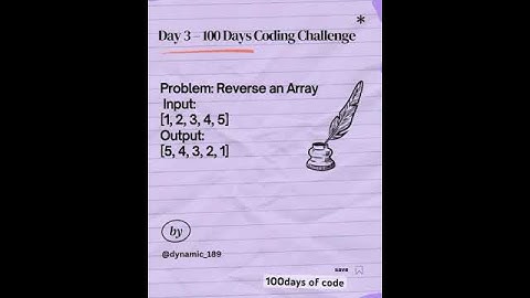 Day 3 Reverse an array #shorts #ytshorts #youtubeshorts