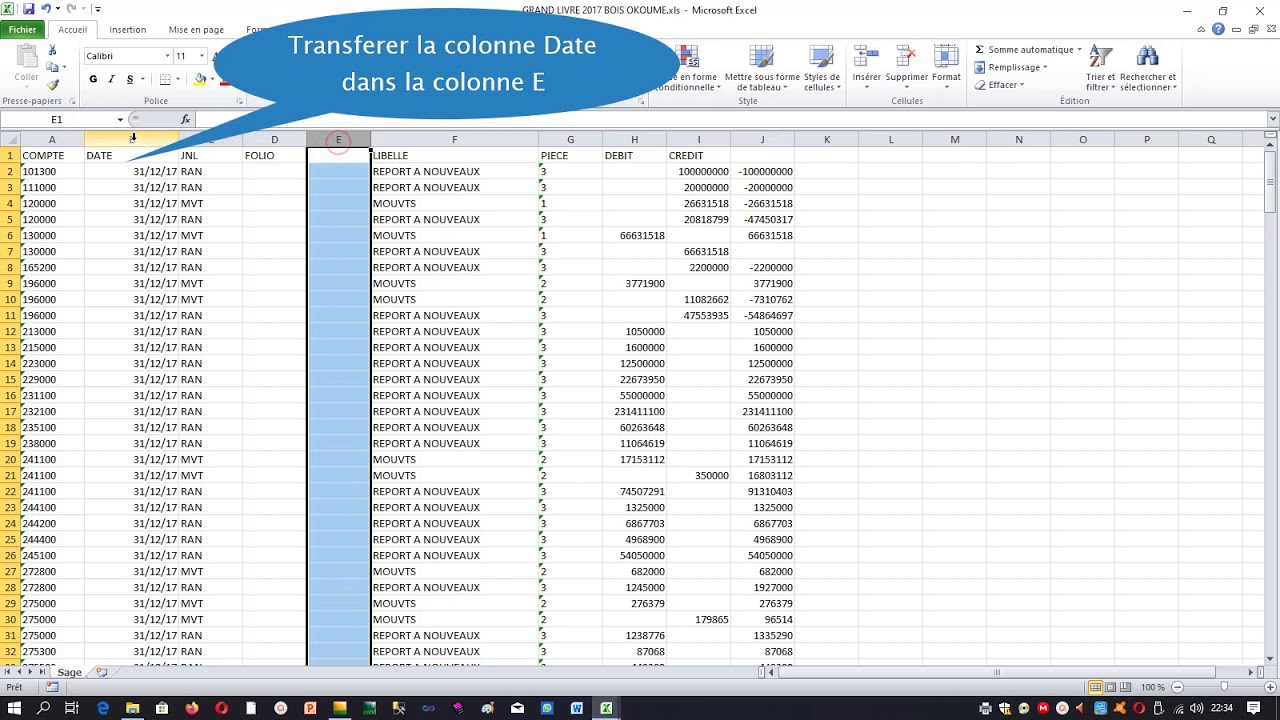 Formule 11 Copier Coller Grand livre Sage YouTube