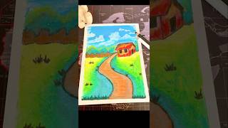Village Road Easy Oil Pastel Drawing #art