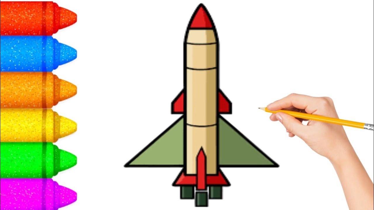 How to Draw a Rocket - Easy Rocket🚀🧨 Drawing Step by Step for Kids ️🔥 ...