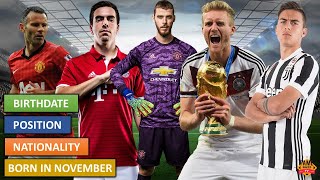 Top 20+ Footballers Who Born in November | Birthdates | Position | Nationality