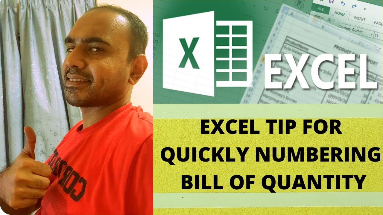 Excel command for numbering bill of quantity excel shortcut youtube