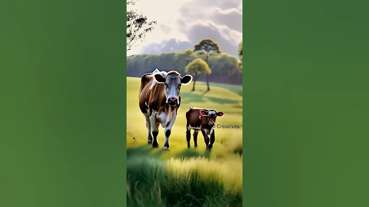Mother’s Love: A Cow and Her Calf Strolling Together