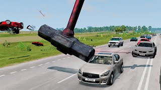 Cars vs Giant Hammers #1 - BeamNG.drive