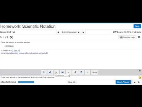 MyLab Entering Answers in Scientific Notation Using the Math Palette - YouTube