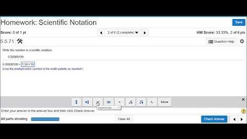 MyLab Entering Answers in Scientific Notation Using the Math Palette