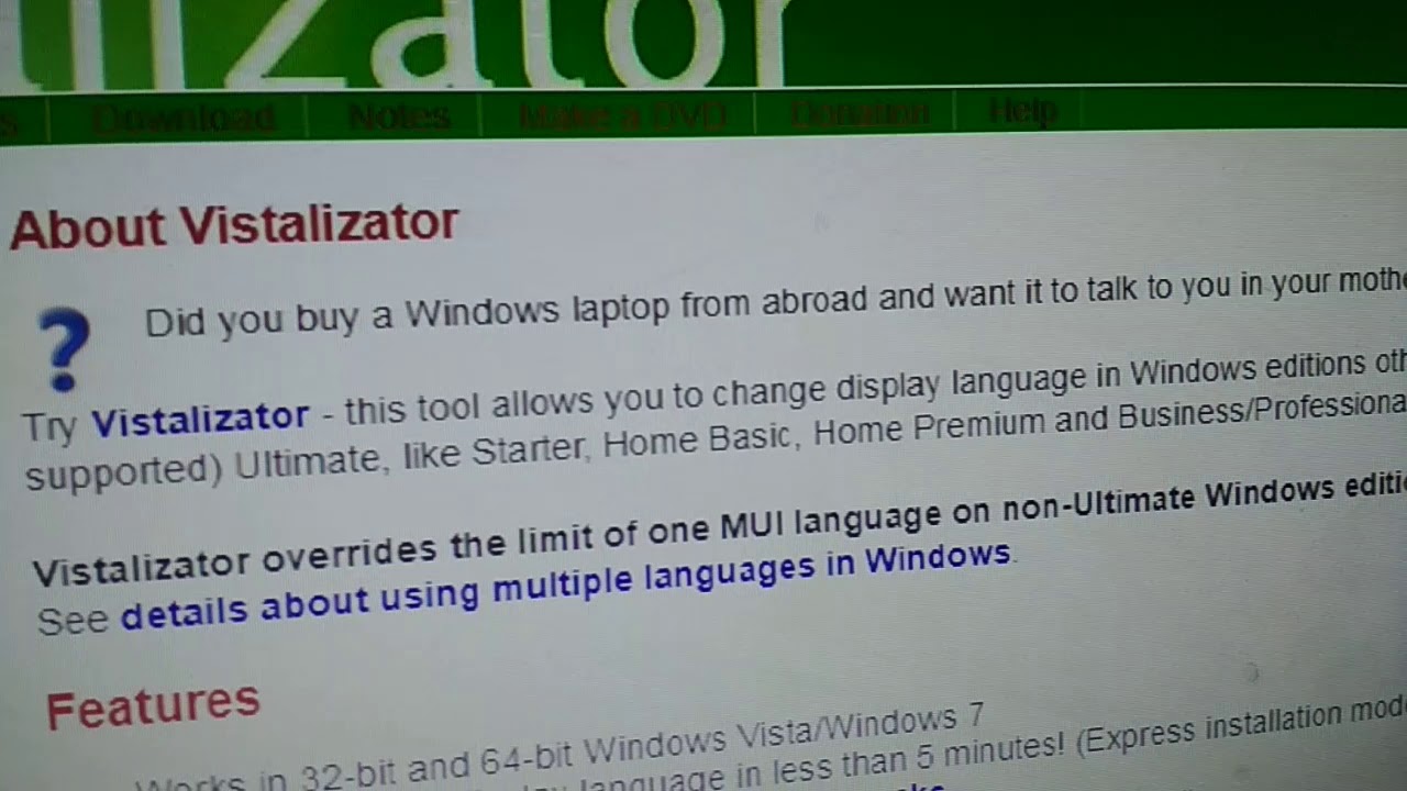 vistalizator - wijzig de weergavetaal in windows xp