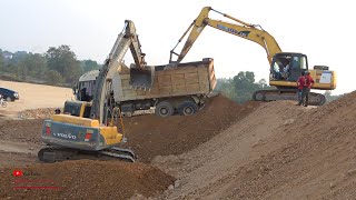 Impressing Amazing Safety Operator Dumper Truck Back Fail Helping Komatsu PC Volvo EC210Blc