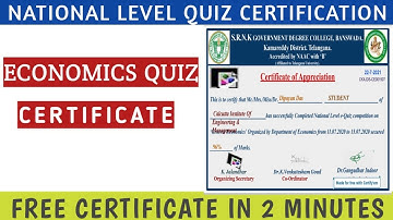 General Economics Quiz Certificate | National Level E-Quiz Economics I Free Certificate | Economics