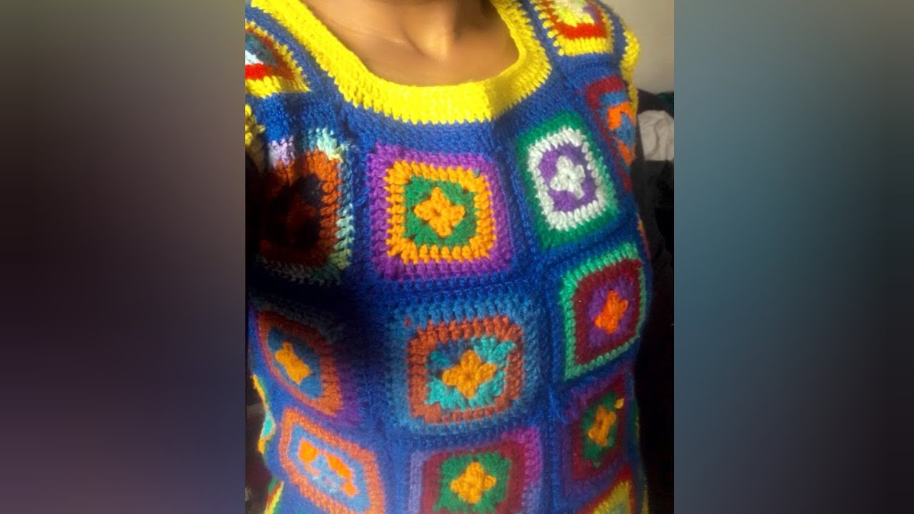 Crochet granny squares vest/tutorial/how to/super easy - YouTube